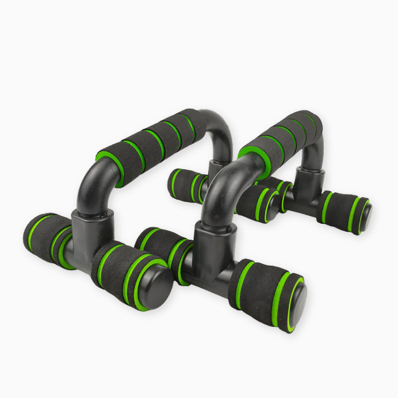 Black and green exercise equipment on a white background