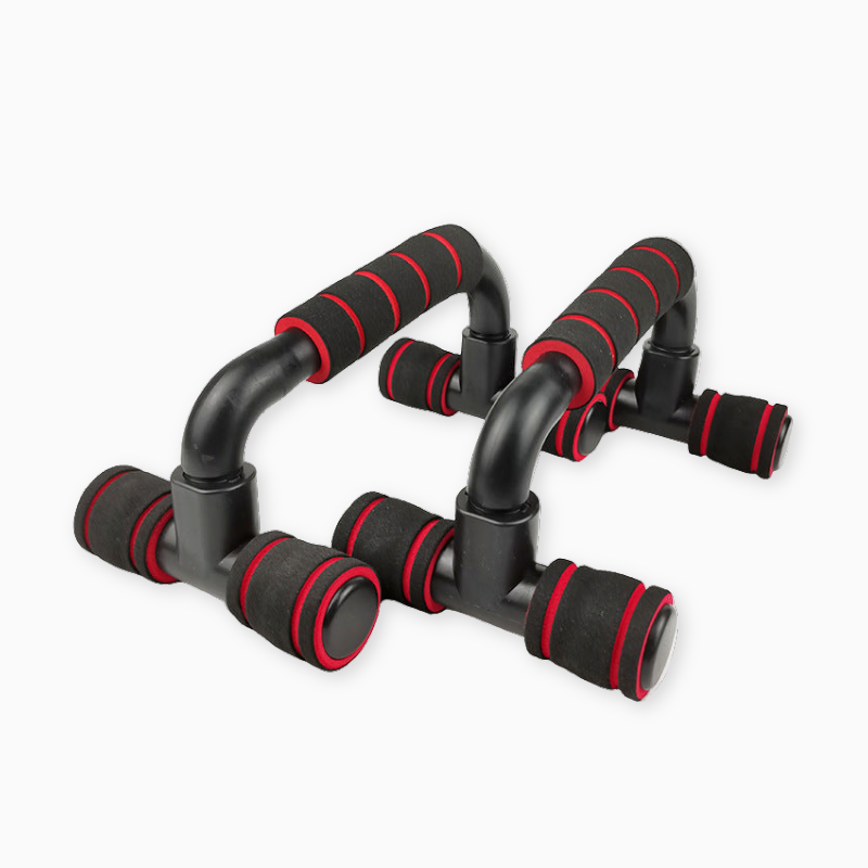 Pair of black and blue push-up stands on a white background