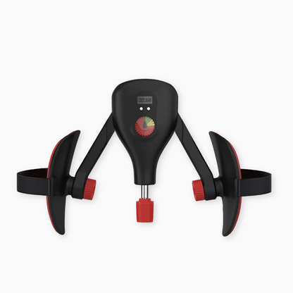 Black and red arm exercise device on a white background