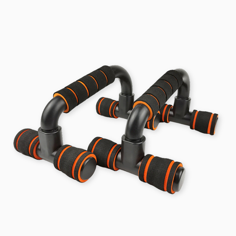 Black and orange exercise handles on a white background