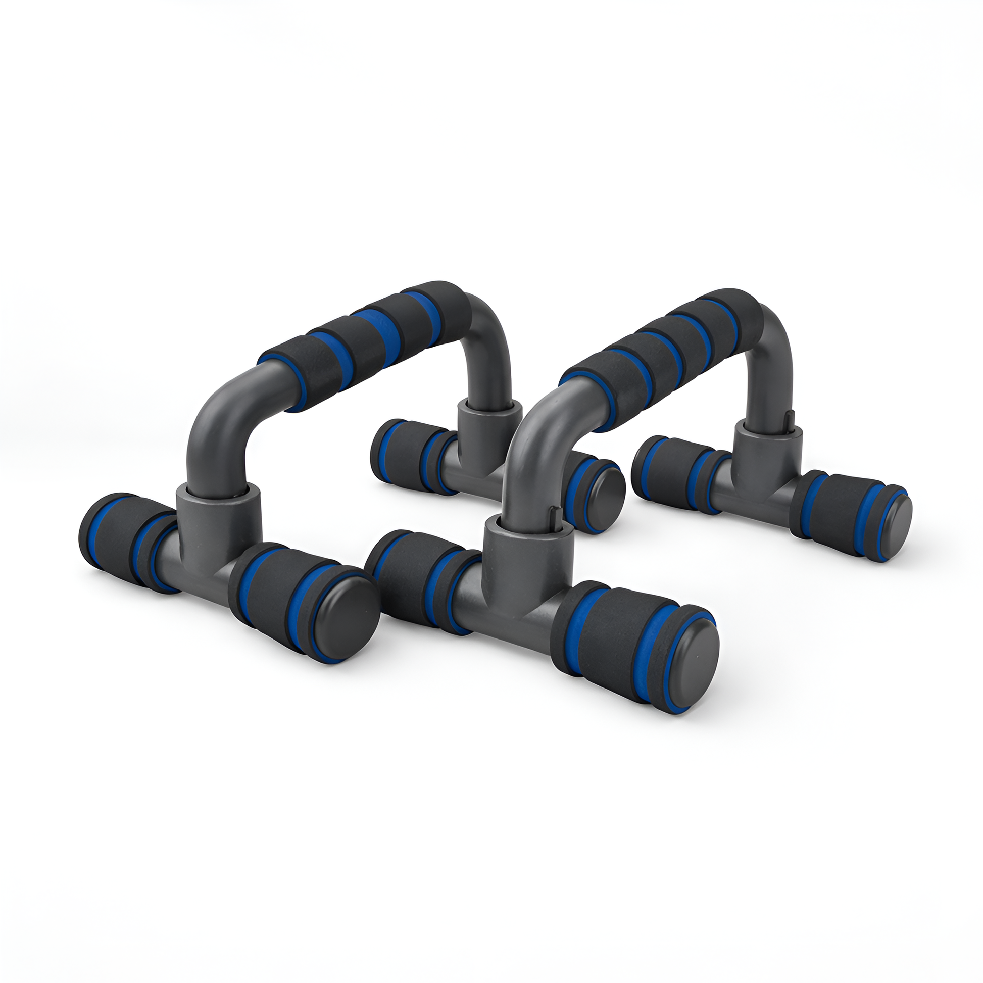 Gray and blue push-up bar on a white background