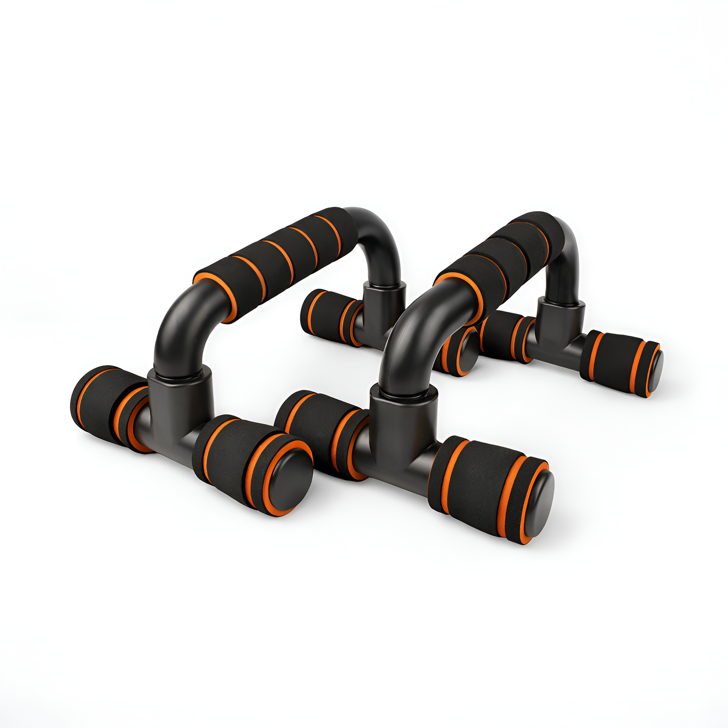 Black and orange exercise handles on a white background