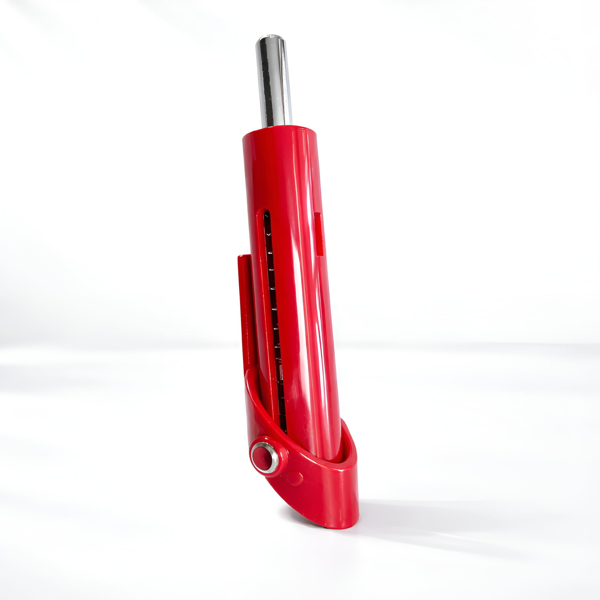 Red metal bracket on a white background