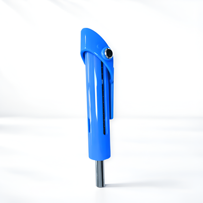Blue tool with a metallic handle on a white background