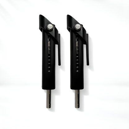 Two black hunting arrows with nocks on a white background