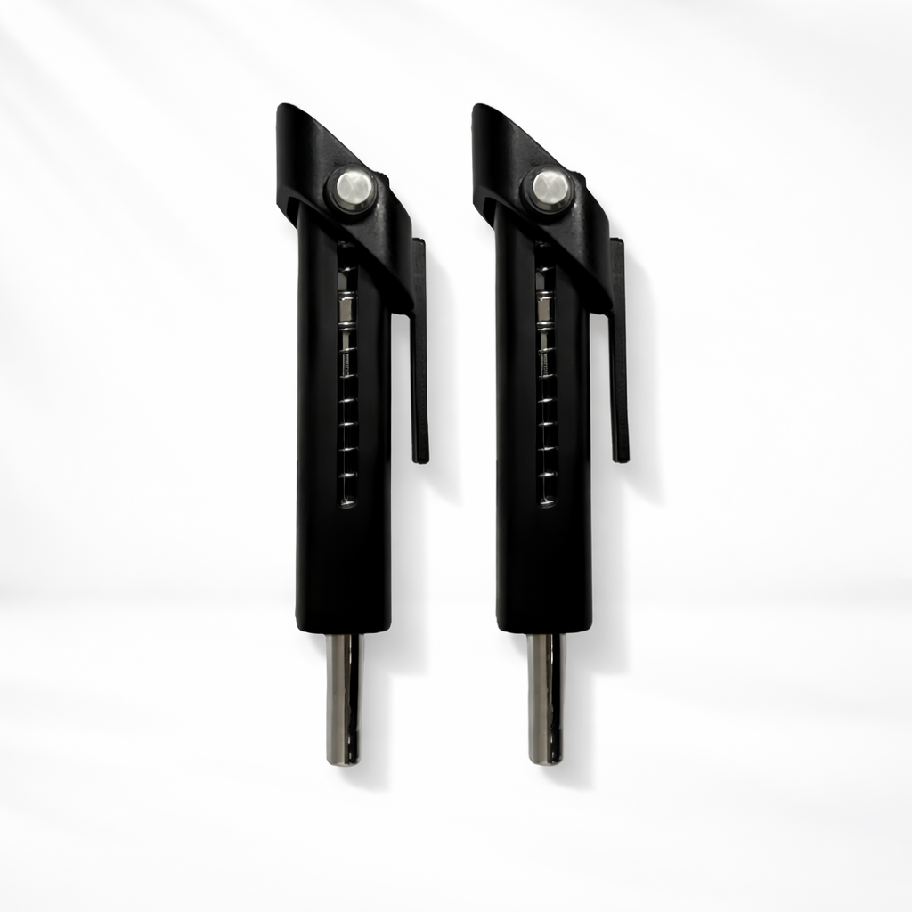 Two black hunting arrows with nocks on a white background