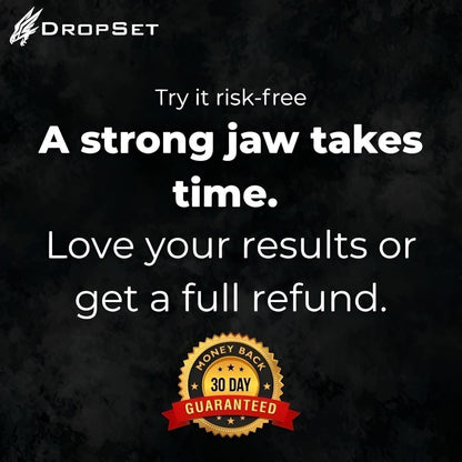 Dropset™ Official JawFlex device promotes a strong jawline with a 30-day money-back guarantee.