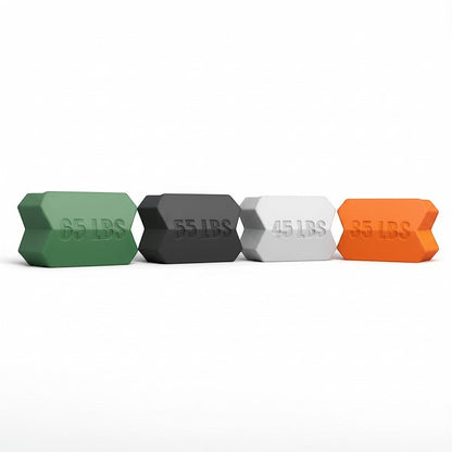 Dropset™ Official JawFlex jaw exerciser in green, black, white, and orange, with weights 65, 55, 45, and 35 lbs.